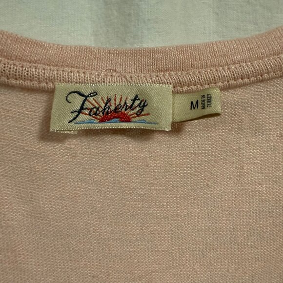 Faherty Linen Blend Light Pink Scoop Neck T-Shirt Size M - Picture 2 of 6